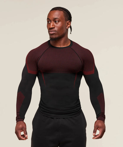 Men's Fitn Training Suit Elastic round Ne Long Sve T-irt Gym Running Sportswear Slim Fit Faion Print Casual irt