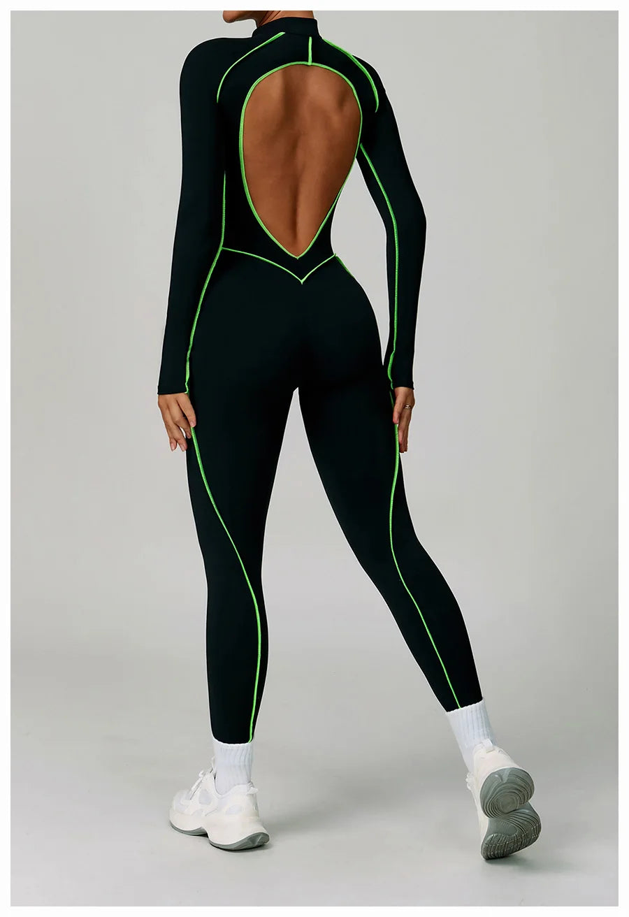 Women Bodysuit Yoga Set One-Piece Jumpsuit Gym Sports Push Up Dance Running Beautiful back tight-fitting fitness Workout Clothes