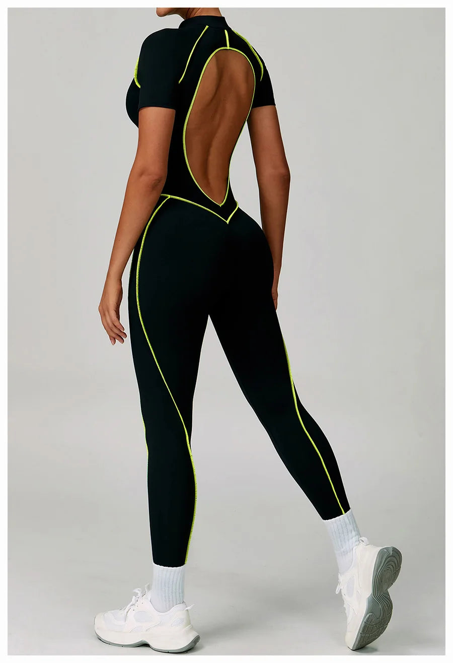 Women Bodysuit Yoga Set One-Piece Jumpsuit Gym Sports Push Up Dance Running Beautiful back tight-fitting fitness Workout Clothes