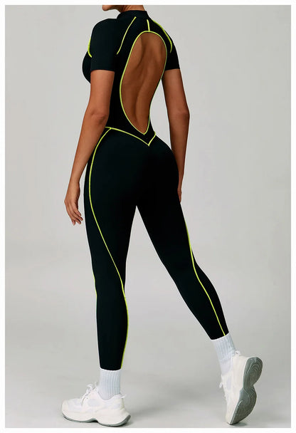 Women Bodysuit Yoga Set One-Piece Jumpsuit Gym Sports Push Up Dance Running Beautiful back tight-fitting fitness Workout Clothes
