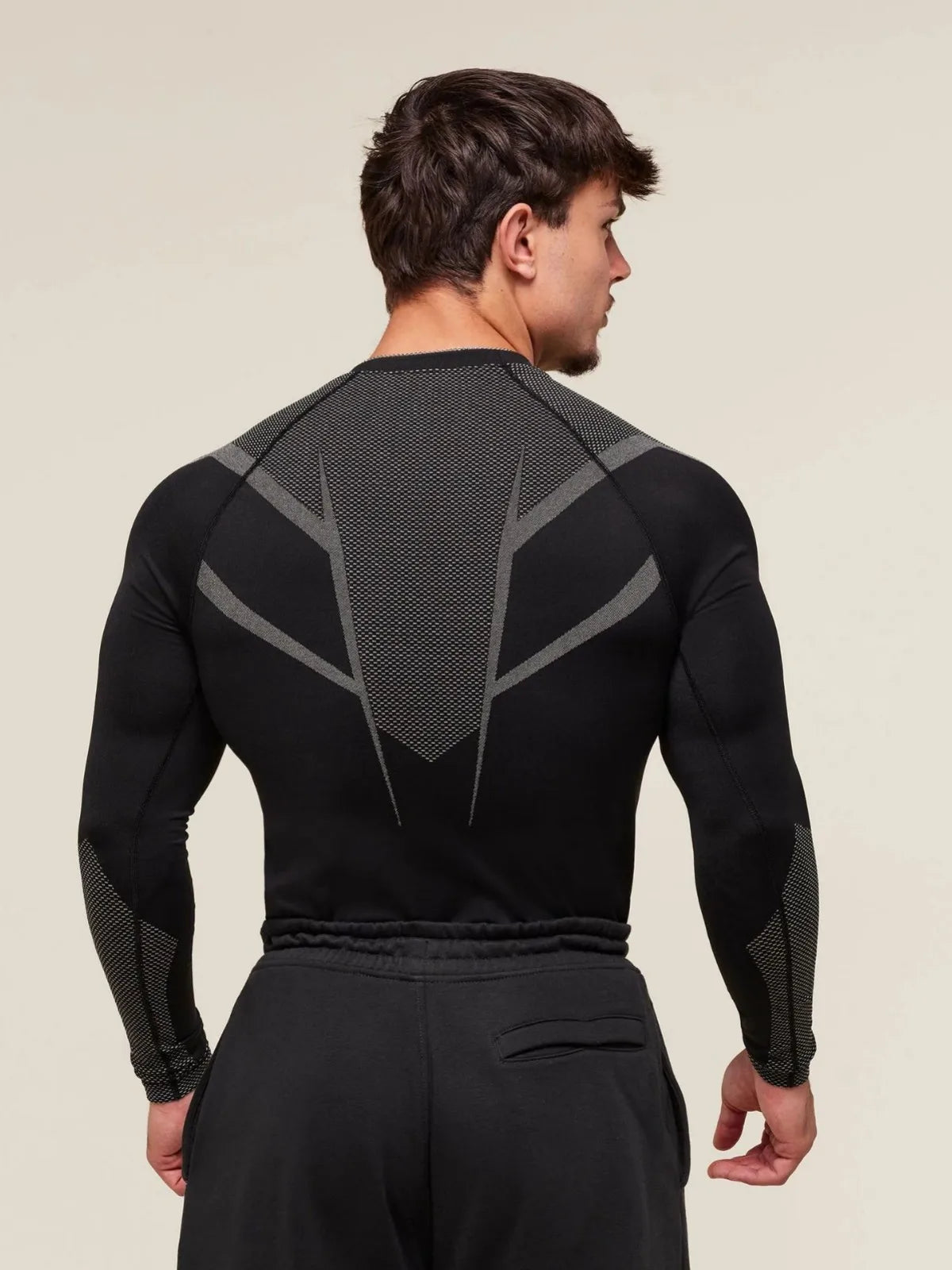 Men's Fitn Training Suit Elastic round Ne Long Sve T-irt Gym Running Sportswear Slim Fit Faion Print Casual irt