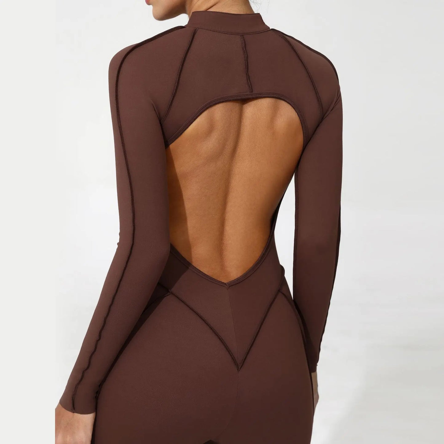 Women Bodysuit Fitness Jumpsuit Long Sleeve Yoga Clothing Sports Outfit Zipper Jogging Tights Gym Wear