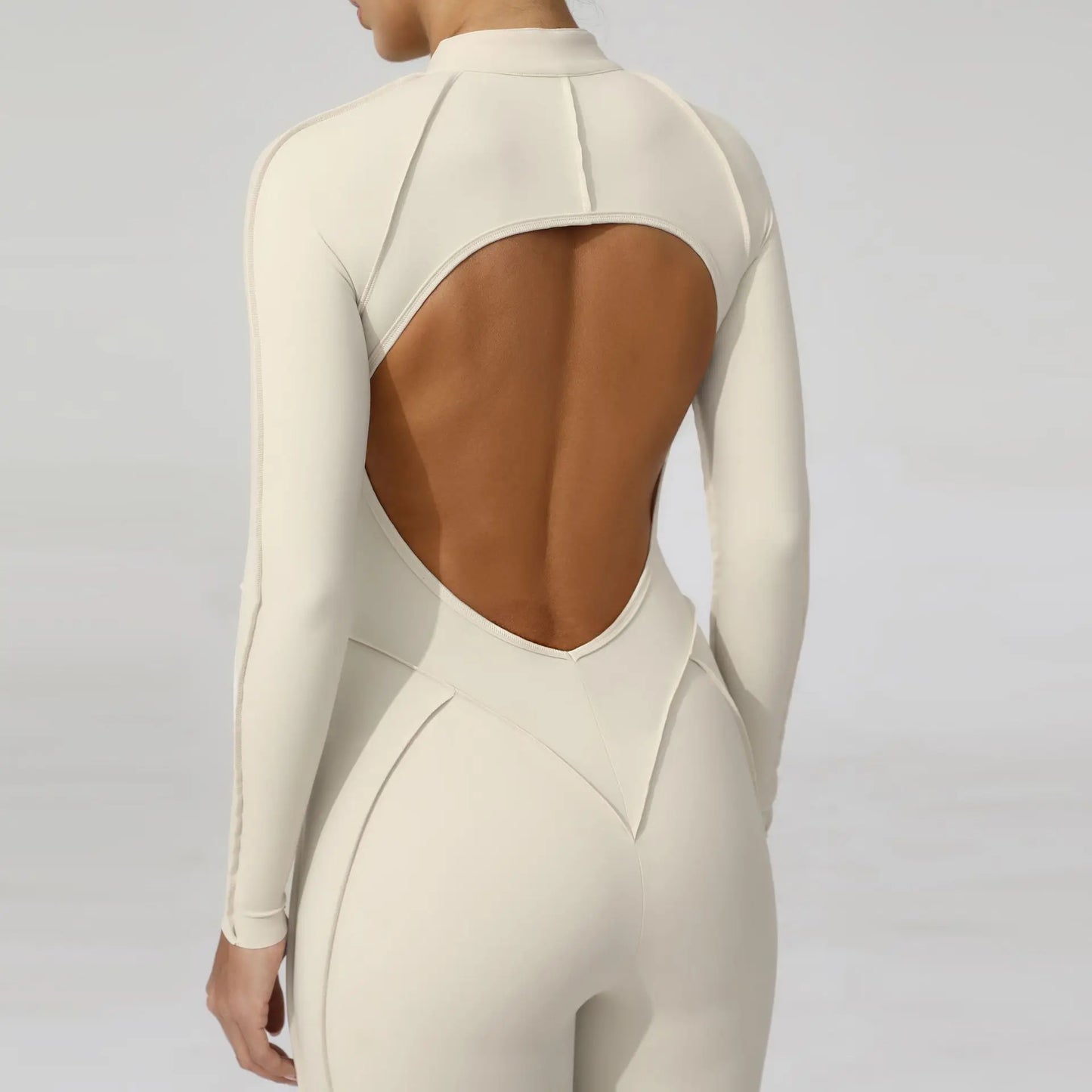 Women Bodysuit Fitness Jumpsuit Long Sleeve Yoga Clothing Sports Outfit Zipper Jogging Tights Gym Wear