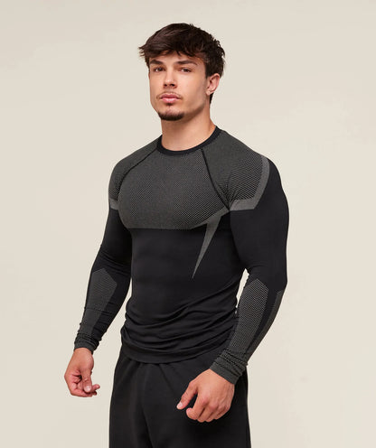 Men's Fitn Training Suit Elastic round Ne Long Sve T-irt Gym Running Sportswear Slim Fit Faion Print Casual irt