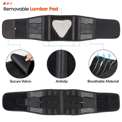 Back Support Belt with Lumbar Pad for Pain Relief