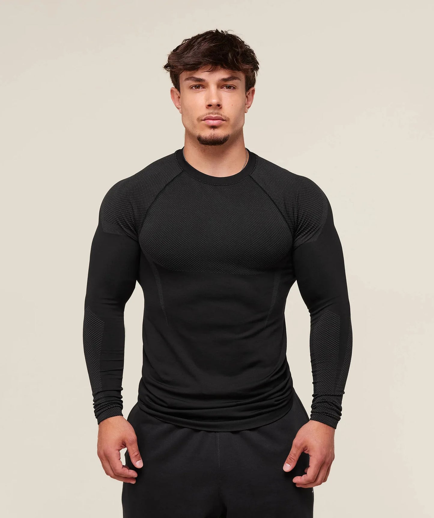 Men's Fitn Training Suit Elastic round Ne Long Sve T-irt Gym Running Sportswear Slim Fit Faion Print Casual irt