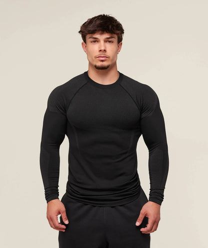 Men's Fitn Training Suit Elastic round Ne Long Sve T-irt Gym Running Sportswear Slim Fit Faion Print Casual irt