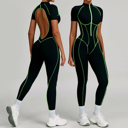 Women Bodysuit Yoga Set One-Piece Jumpsuit Gym Sports Push Up Dance Running Beautiful back tight-fitting fitness Workout Clothes