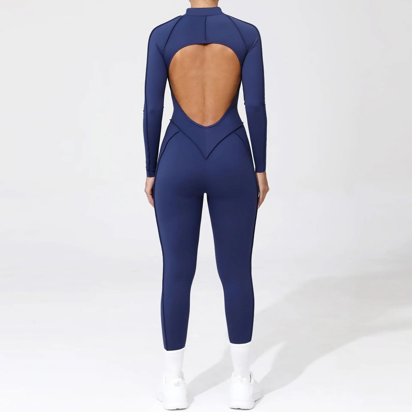 Women Bodysuit Fitness Jumpsuit Long Sleeve Yoga Clothing Sports Outfit Zipper Jogging Tights Gym Wear