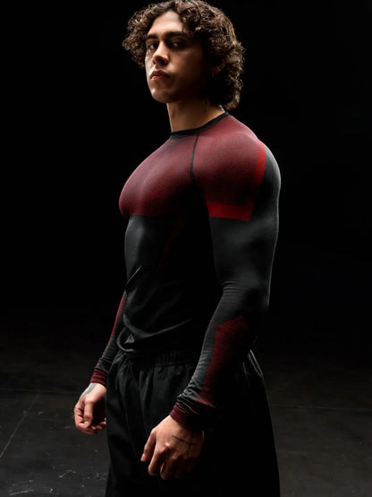 Men's Fitn Training Suit Elastic round Ne Long Sve T-irt Gym Running Sportswear Slim Fit Faion Print Casual irt