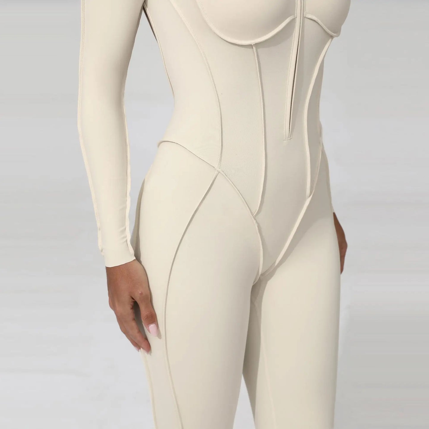 Women Bodysuit Fitness Jumpsuit Long Sleeve Yoga Clothing Sports Outfit Zipper Jogging Tights Gym Wear