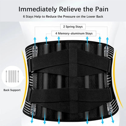 Back Support Belt with Lumbar Pad for Pain Relief