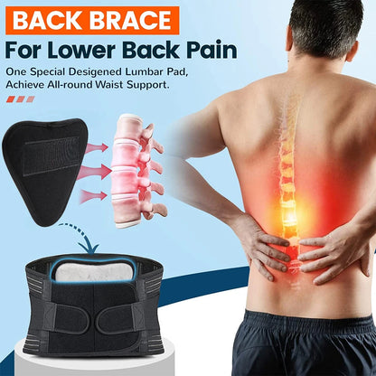 Back Support Belt with Lumbar Pad for Pain Relief