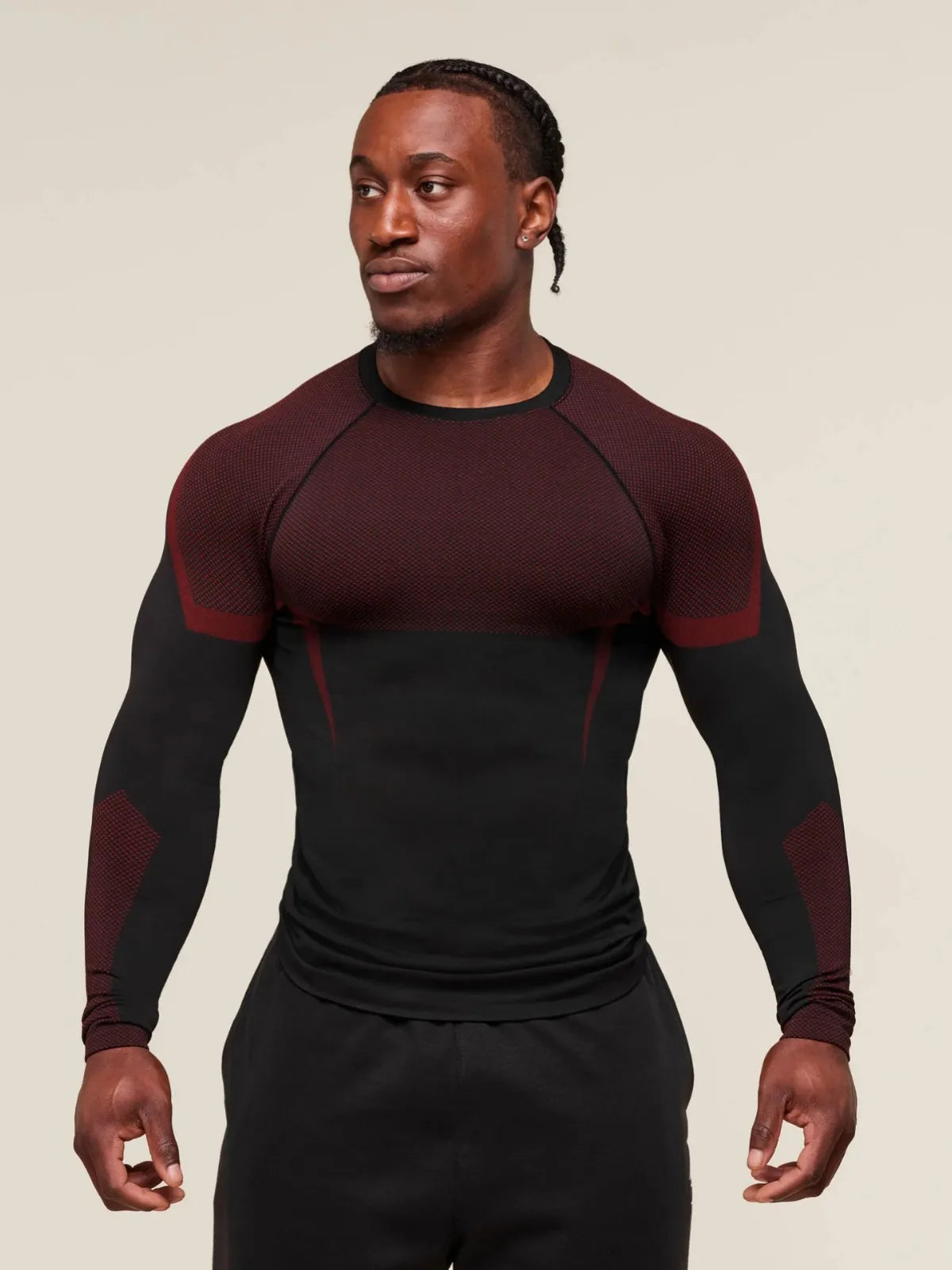 Men's Fitn Training Suit Elastic round Ne Long Sve T-irt Gym Running Sportswear Slim Fit Faion Print Casual irt